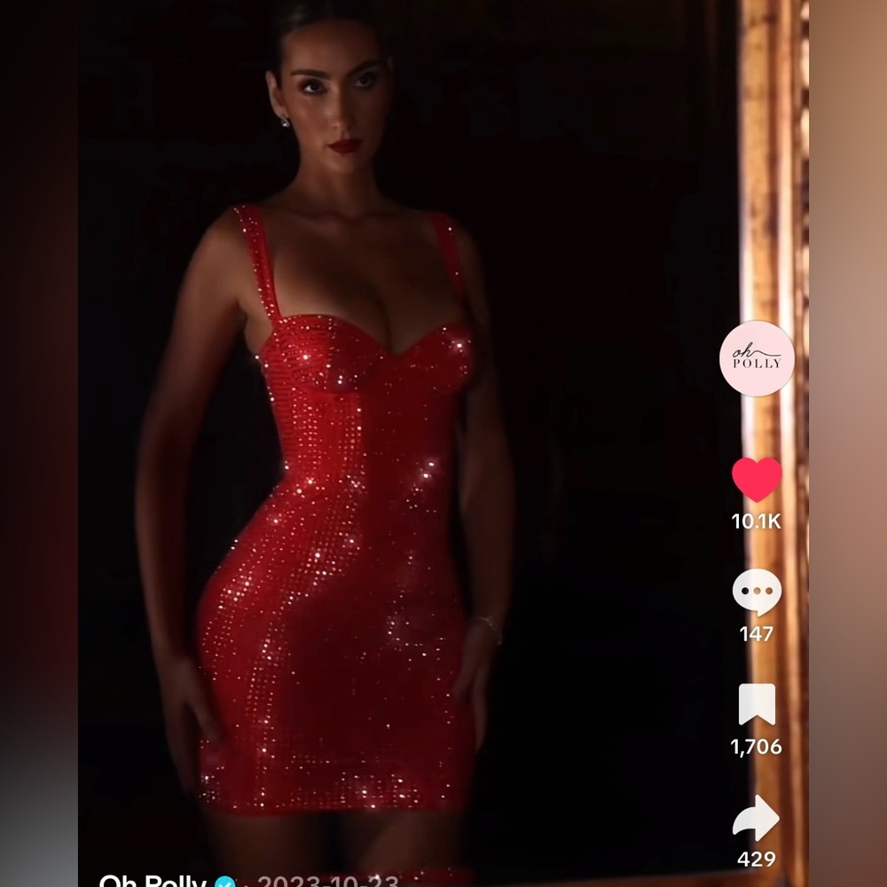 *SOLD* Oh Polly Sparkling Red Mini Dress (Ines)